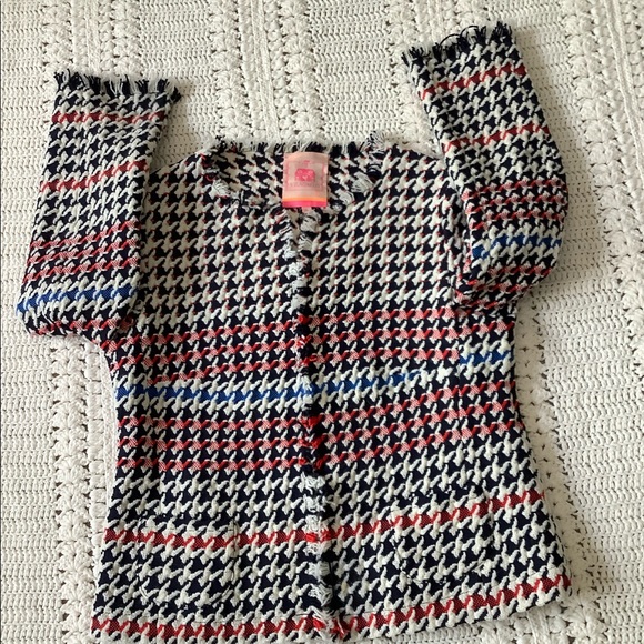 Vilagallo Houndstooth Frayed Hem Jacket - Picture 4 of 7